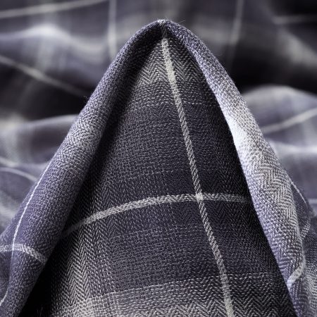 Crêpe, Cotton, Check, Rain Washed&Ivory