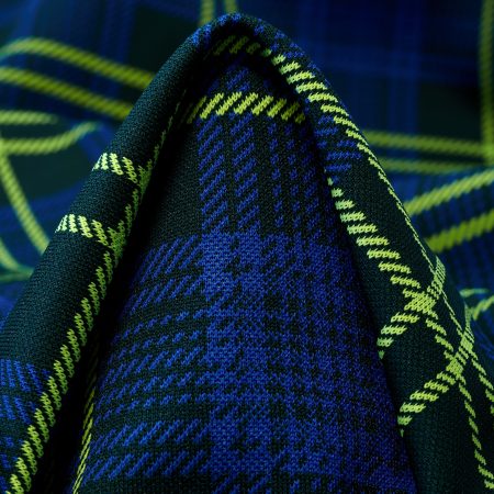Jacquard, Jersey, Check, Lapis Blue&Neon Yellow