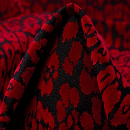 Twill, Cotton, Flock Printed, Jet Black&Lipstick