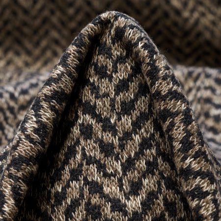 Jacquard, Wool Blend, Herringbone, Affogato&Moonless Night