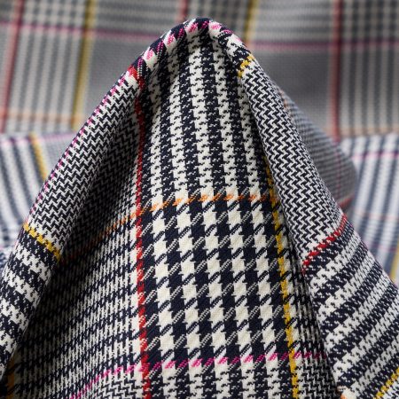 Cotton Viscose, Elastic, Check, Kit&Raven Black