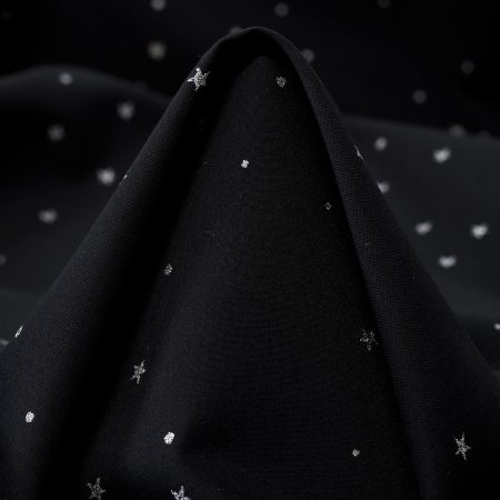 Poplin, Cotton, Printed, Silver&Raven Black