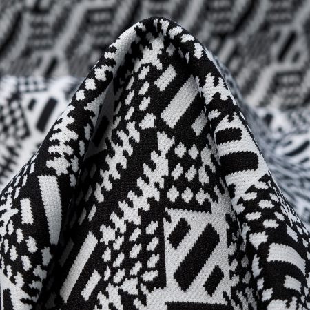 Jacquard, Jersey, Elastic, Raven Black&Brilliant White