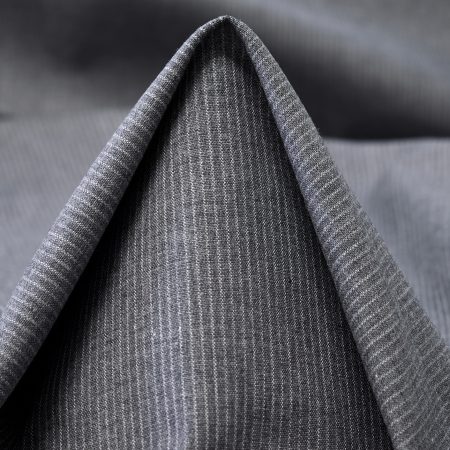 Poplin, Cotton, Stripes, Steel Gray