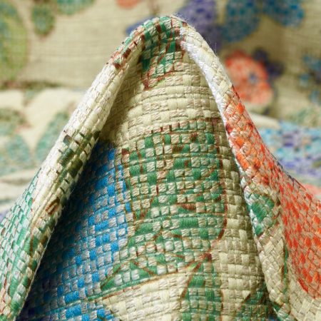 Canvas, Linen Blend, Printed, Antique White&Vivid Blue