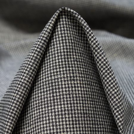 Virgin Wool, Cotton Blend, Check, Raven Black&Snow White