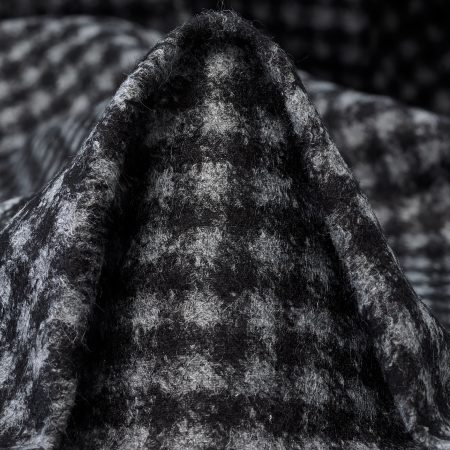 Jersey, Wool Blend, Check, Raven Black&Mirage Gray