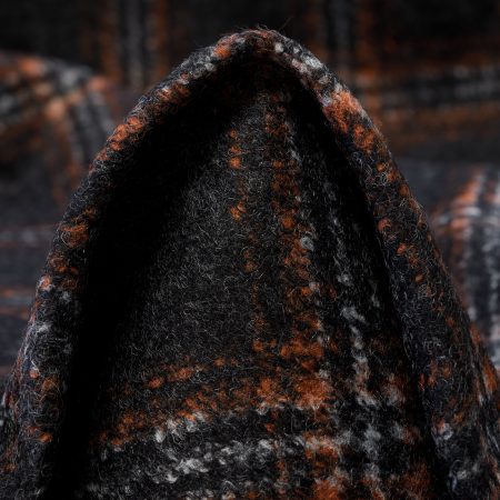 Double Jersey, Wool Blend, Check, Volcanic Ash&Koi