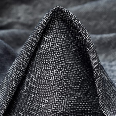 Cotton, Linen Blend, Houndstooth, Steel Gray
