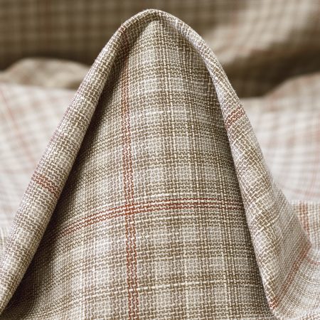 Cool Wool, Linen Blend, Check, Wind Chime&Marsala