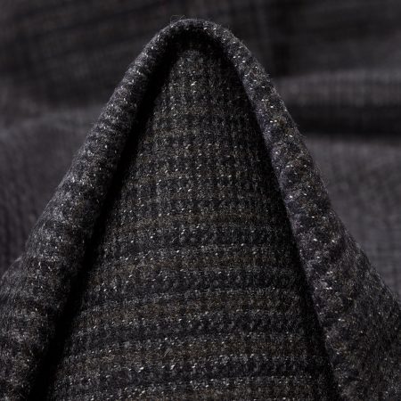 Carded Wool, Cotton Blend, Check, Black Sand&Covert Green