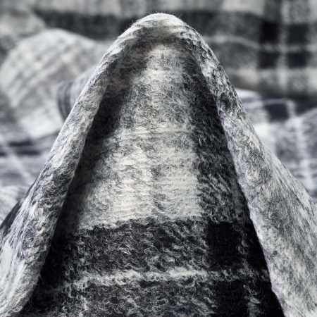 Jersey, Wool Blend, Check, Raven Black&Brilliant White