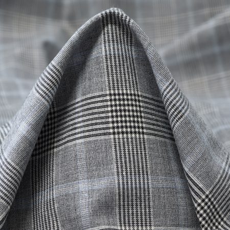 Cotton, Elastic, Check, Antique White&Dutch Canal