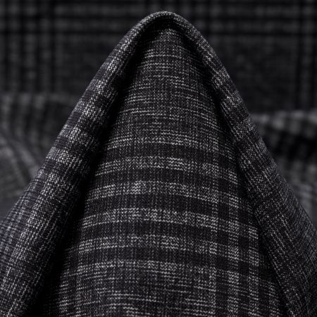 Jersey, Viscose, Check, Raven Black&Ghost Gray