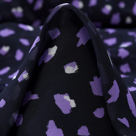 Chiffon, Viscose, Printed, Viola&Jet Black