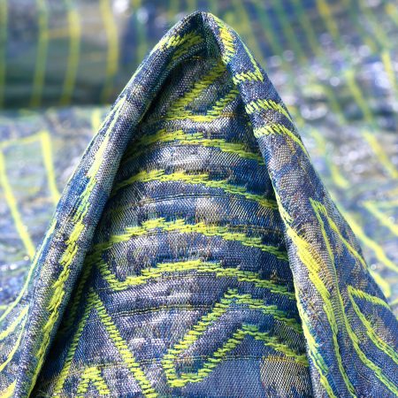 Jacquard, Cotton, Metallic, Silver&Acid Lime