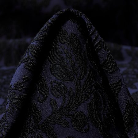 Jacquard, Viscose, Floral, Blue Nights&Raven Black