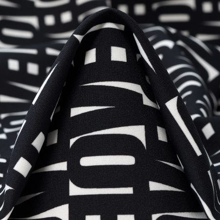 Techno Jersey, Printed, High Elasticity, Raven Black&Snow White