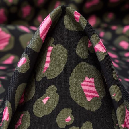 Techno Jersey, Printed, High Elasticity, Raven Black&Fuchsia Pink
