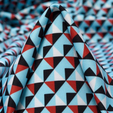 Techno Jersey, Printed, High Elasticity, Corydalis Blue&Raven Black