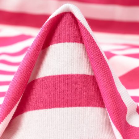 Rib Jersey, Cotton, Stripes, Strawberry&Lucent White