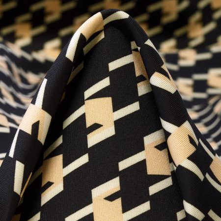 Techno Jersey, Printed, High Elasticity, Jet Black&Shell