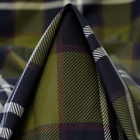 Techno Jersey, Printed, Check, Forest Shade&After Midnight