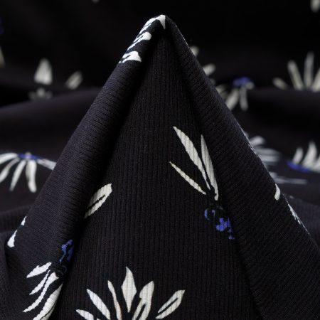Rib Jersey, Cotton, Printed, Jet Black&Snow White