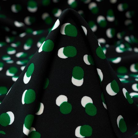 Techno Jersey, Dots, High Elasticity, Raven Black&Smaragd