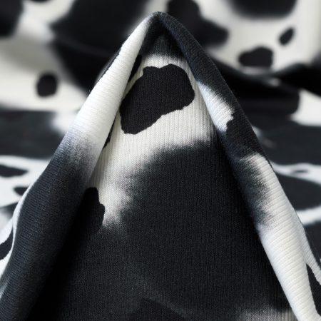 Rib Jersey, Cotton, Printed, Raven Black&Vaporous Gray