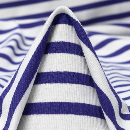 Rib Jersey, Cotton, Stripes, Antique White&Deep Ultramarine