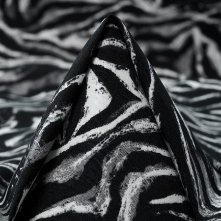 Techno Jersey, Printed, High Elasticity, Jet Black&Mockingbird