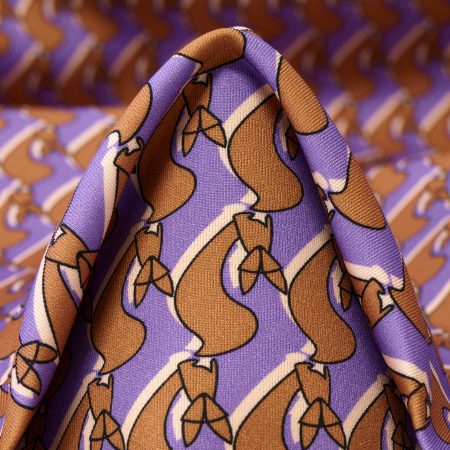 Techno Jersey, Printed, High Elasticity, Paisley Purple&Tobacco Brown