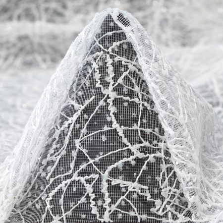 Tulle, Embroidered, Shimmering, Brilliant White