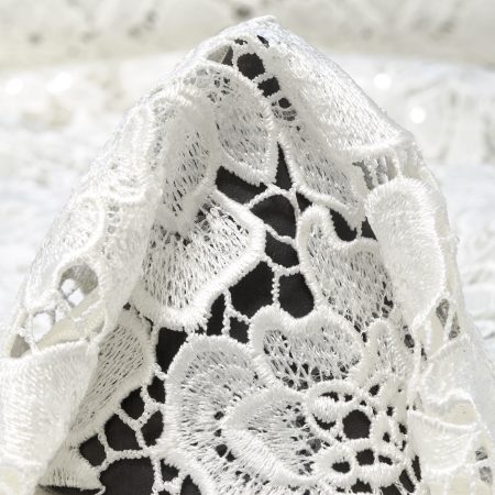 Lace, Sequin, Embroidered, Antique White