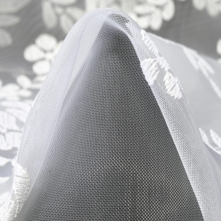 Tulle, Cotton, Embroidered, Brilliant White