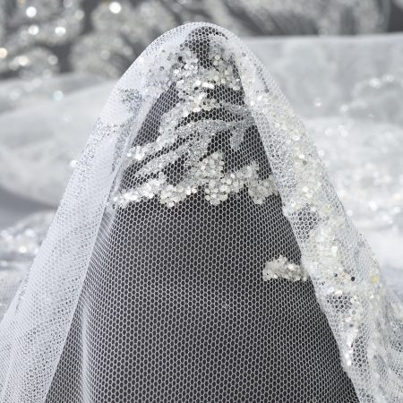 Tulle, Shimmering, Metallic, Brilliant White&Silver