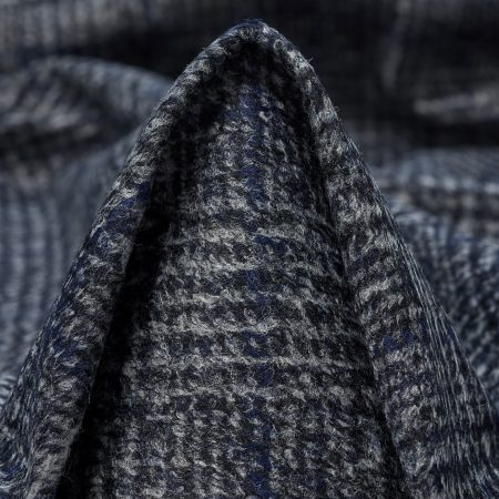 Jersey, Boiled Wool, Check, Anthracite&Skipper Blue
