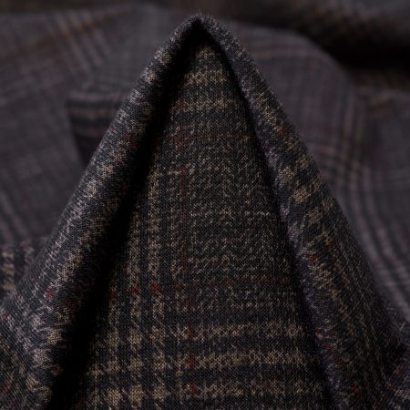 Jersey, Cotton, Check, Turkish Coffee&Jet Black