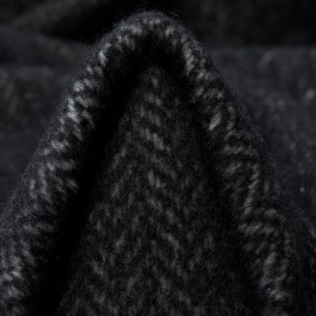 Herringbone, Cotton Blend, Brushed, Marshmallow&Raven Black