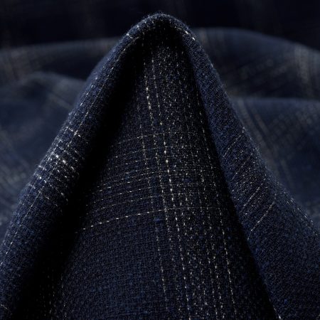 Virgin Wool, Linen Blend, Check, Blue Nights&Antique White