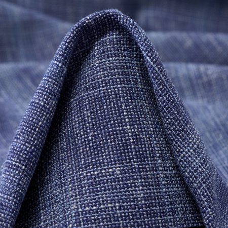 Virgin Wool, Linen Blend, Check, Blue Indigo&Brilliant White