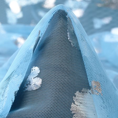 Tulle, Printed, Shimmering, Ice Water&Silver