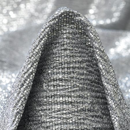 Jersey, Metallic, Elastic, Silver