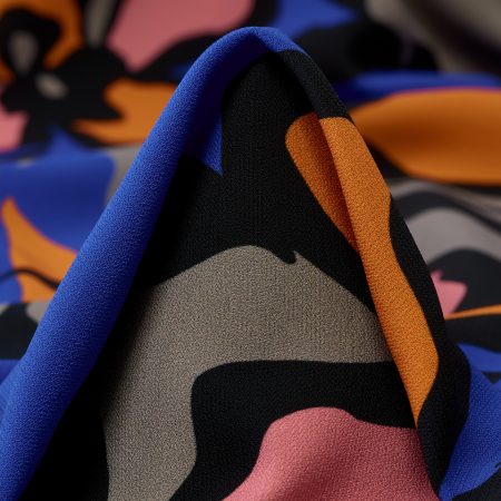 Crêpe, Viscose, Printed, Moon Rock&Lapis Blue