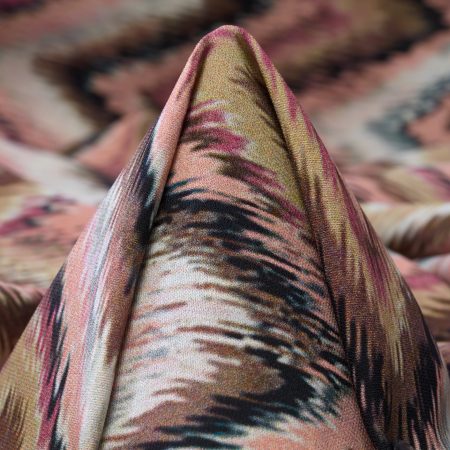 Crêpe, Viscose, Printed, Coral Cloud&Jet Black