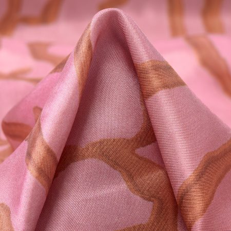 Twill, Viscose, Printed, Candy Pink&Biscuit