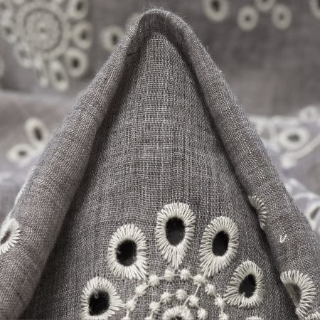 Cotton Blend, Embroidered, Chiseled Stone&Ivory