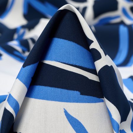 Poplin, Cotton, Floral, White Onyx&Blue Nights