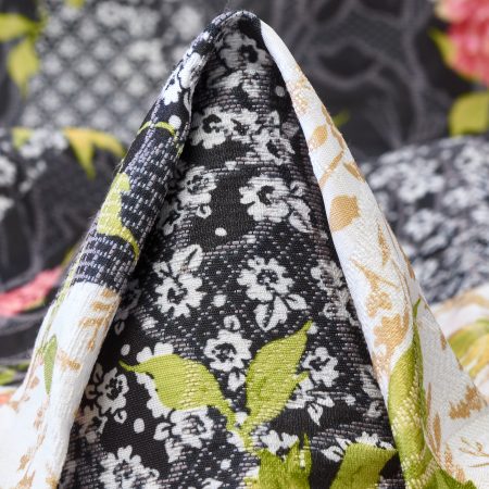 Jacquard, Cotton Blend, Floral, Raspberry&Snow White